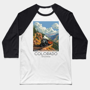 A Vintage Travel Illustration of the Durango and Silverton Narrow Gauge Railroad - Colorado - US Baseball T-Shirt